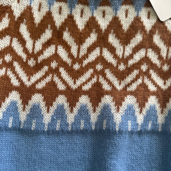 Blue and Brown Fair Isle oversized Women's Sweater, size small - Picture 3 of 8